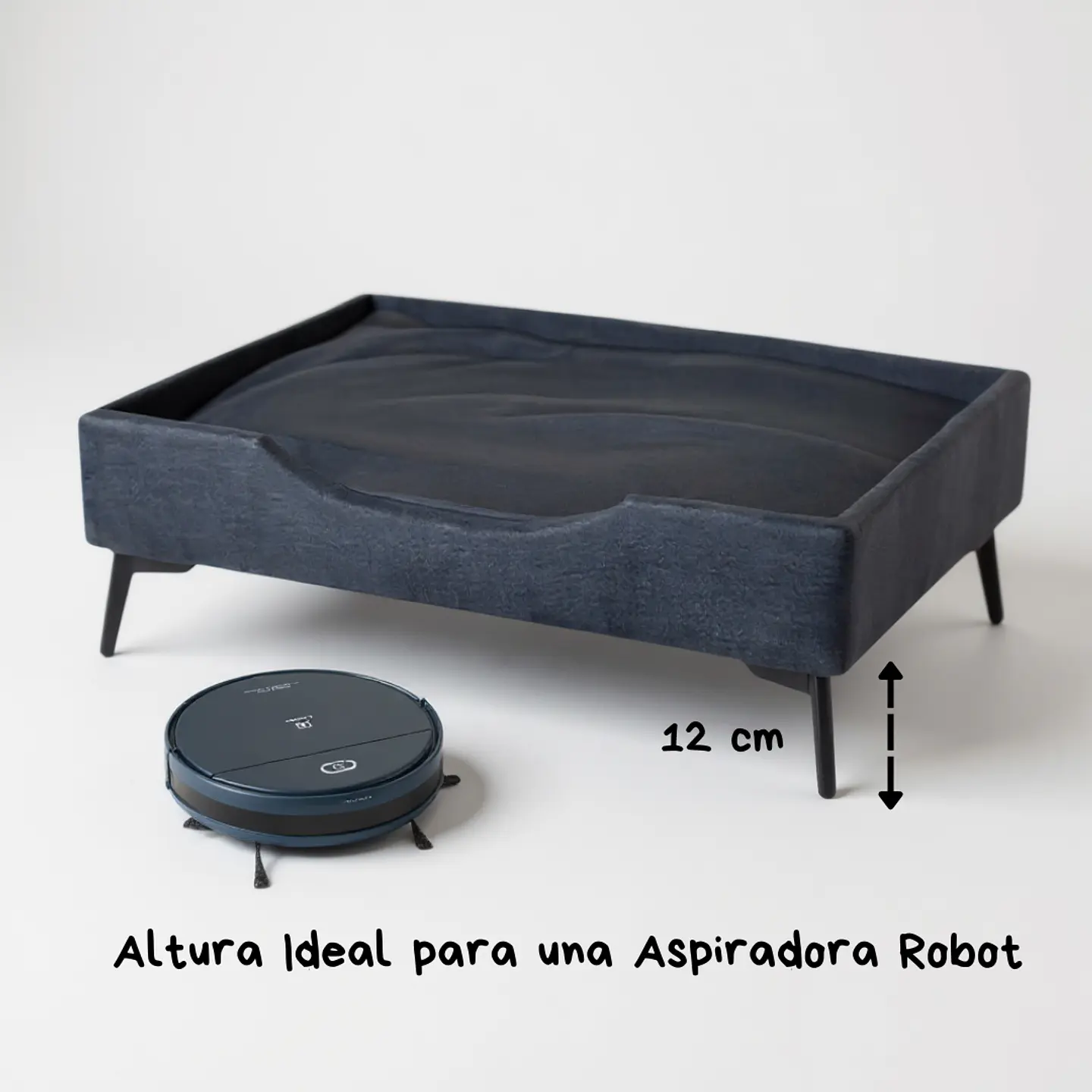 Cama de Mascotas Patas Metalicas 12 cm - Tallas S, M, L y XL (Negro) 12