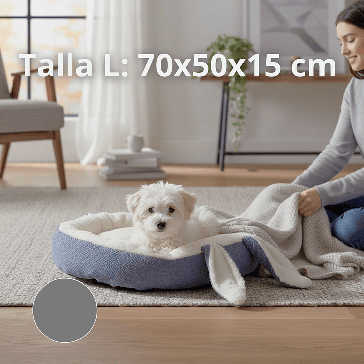 Cama Para Mascotas Con Orejas Conejo - Tallas S, M y L (Gris) 4