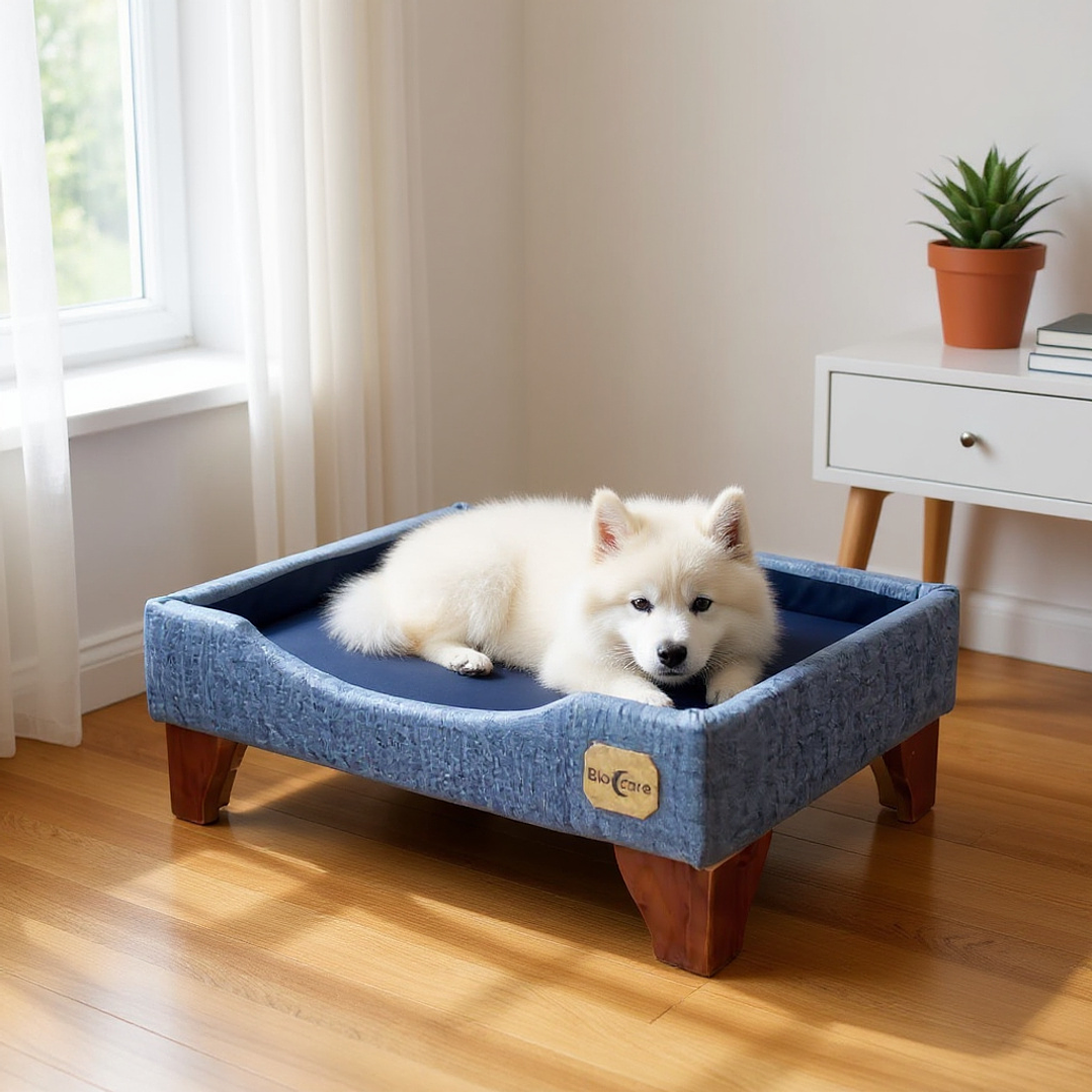 Cama de Mascotas Patas De Madera 11 cm - Tallas S, M, L y XL (Gris) 5