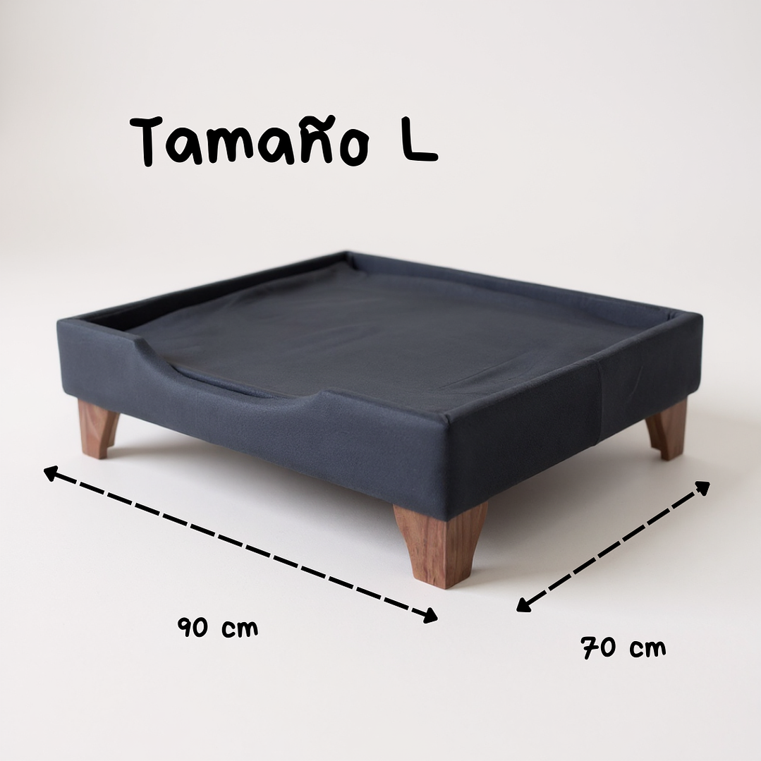 Cama de Mascotas Patas De Madera 11 cm - Tallas S, M, L y XL (Negro) 6