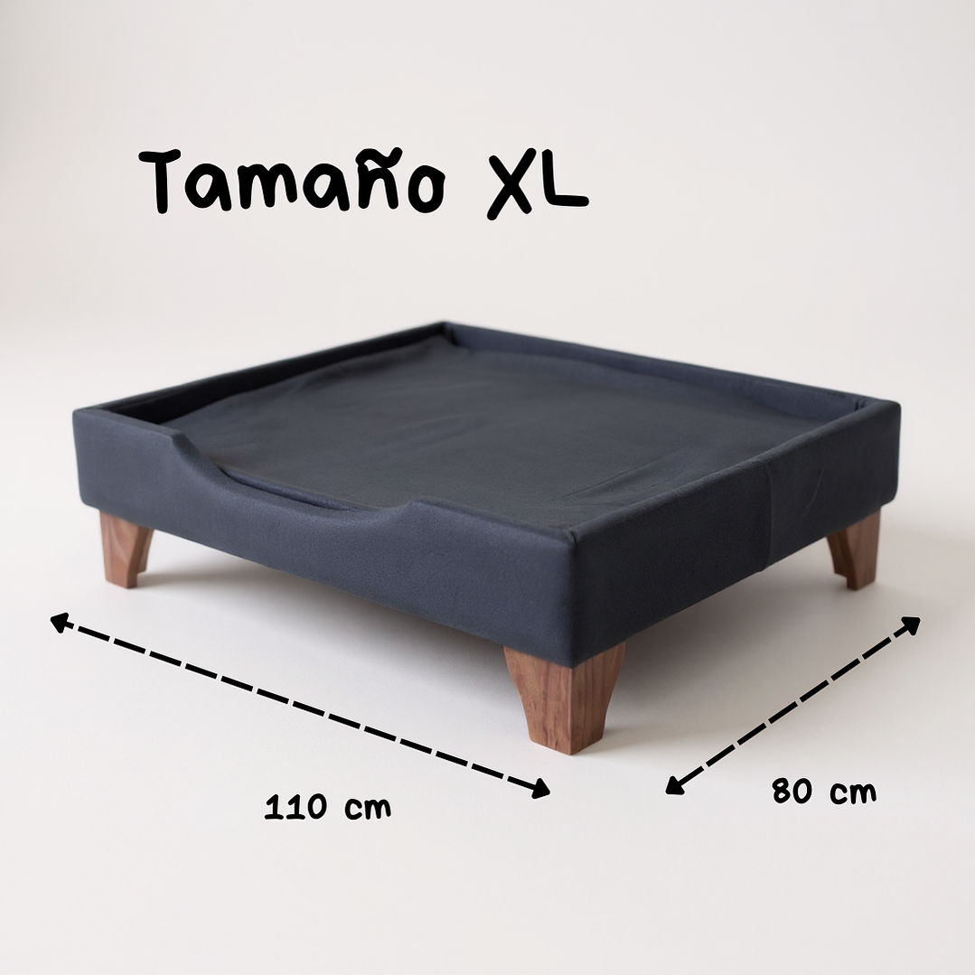Cama de Mascotas Patas De Madera 11 cm - Tallas S, M, L y XL (Negro) 8