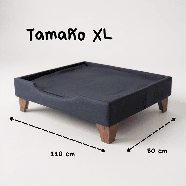 Cama de Mascotas Patas De Madera 11 cm - Tallas S, M, L y XL (Negro) 8