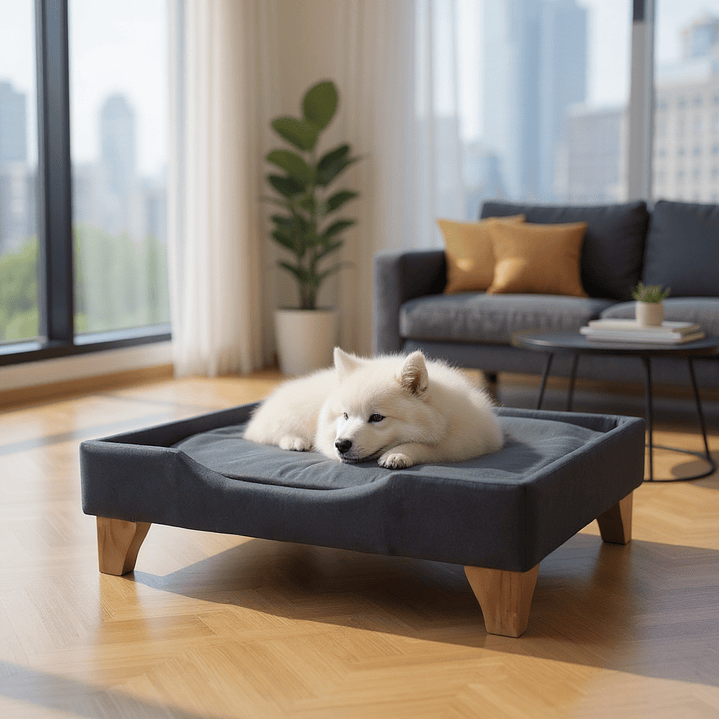 Cama de Mascotas Patas De Madera 11 cm - Tallas S, M, L y XL (Negro) 7