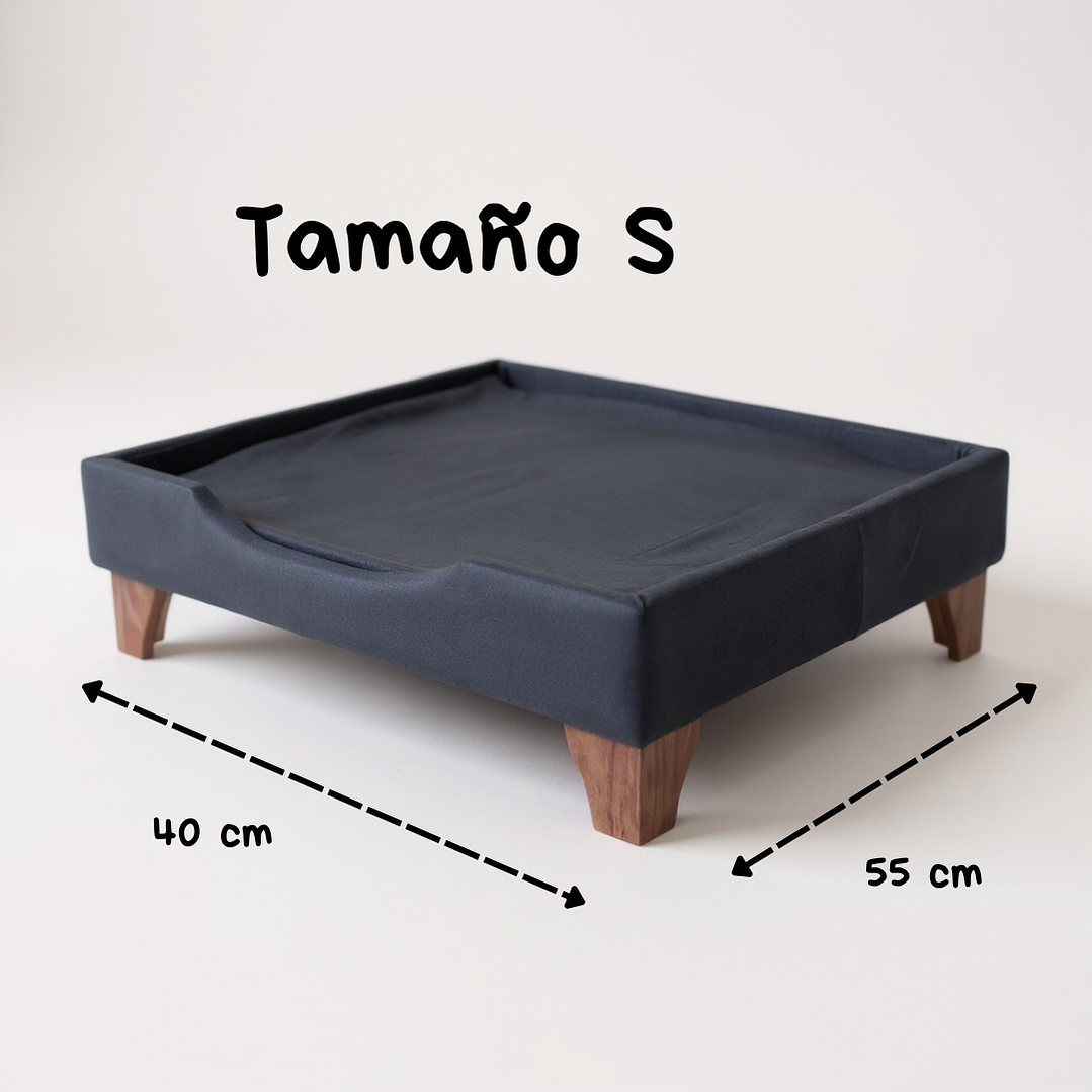Cama de Mascotas Patas De Madera 11 cm - Tallas S, M, L y XL (Negro) 2