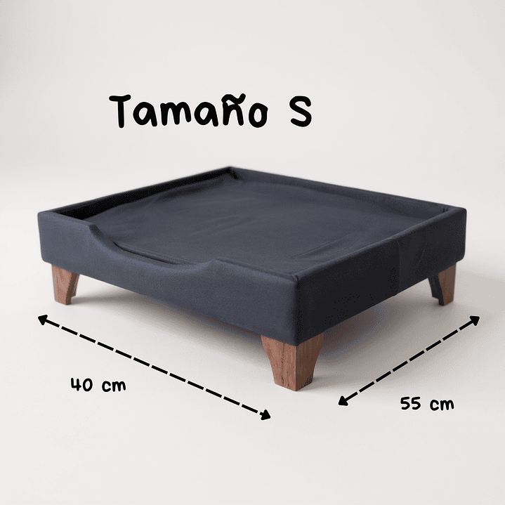 Cama de Mascotas Patas De Madera 11 cm - Tallas S, M, L y XL (Negro) 2