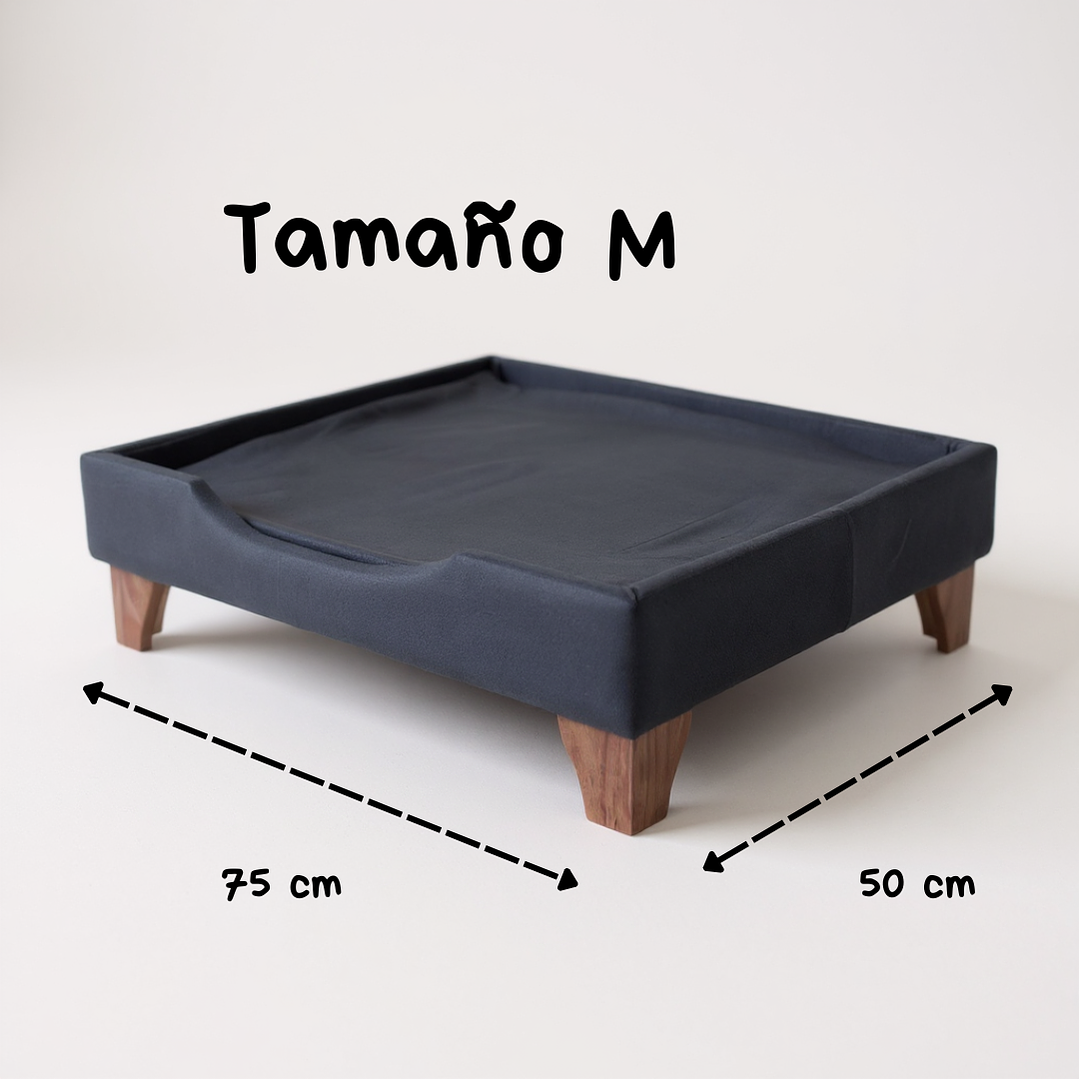 Cama de Mascotas Patas De Madera 11 cm - Tallas S, M, L y XL (Negro) 4