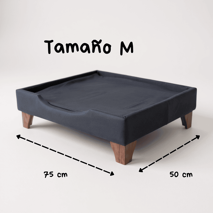 Cama de Mascotas Patas De Madera 11 cm - Tallas S, M, L y XL (Negro) 4