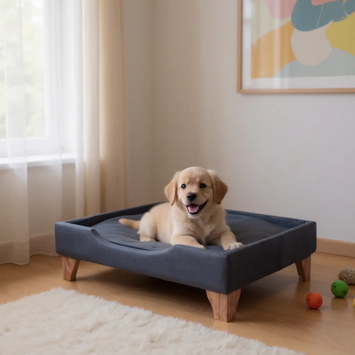 Cama de Mascotas Patas De Madera 11 cm - Tallas S, M, L y XL (Negro) 5