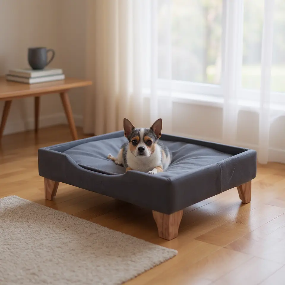 Cama de Mascotas Patas De Madera 11 cm - Tallas S, M, L y XL (Negro) 3