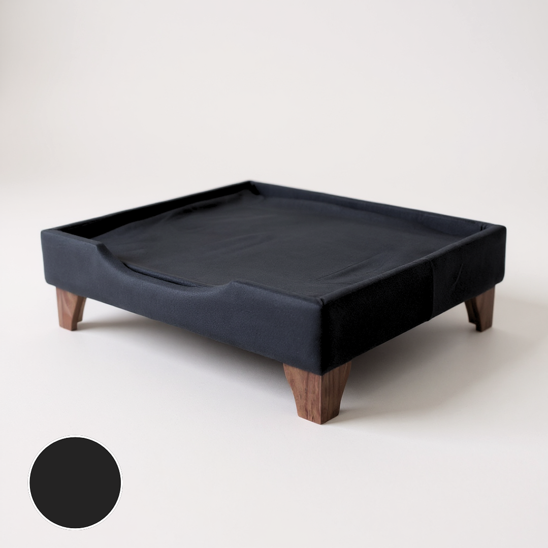 Cama de Mascotas Patas De Madera 11 cm - Tallas S, M, L y XL (Negro) 1