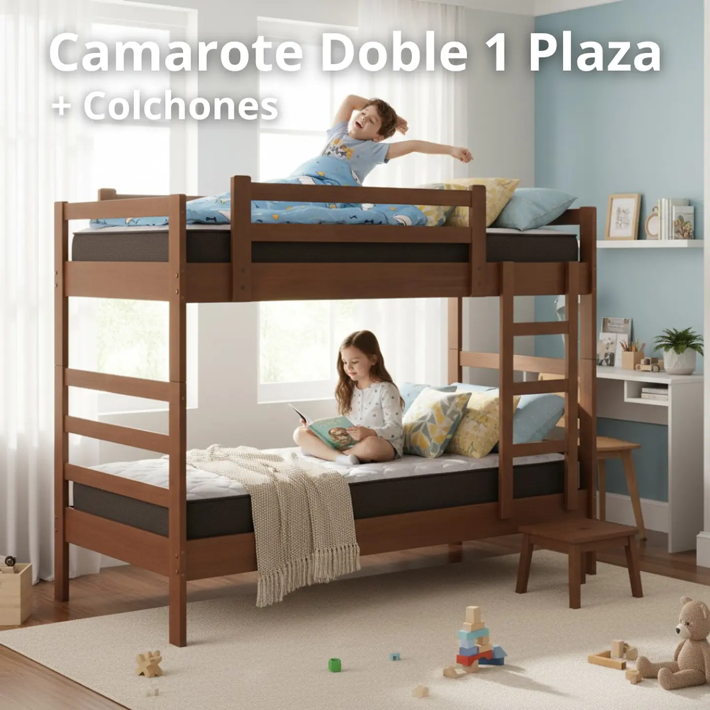 Camarote Desmontable Doble L200 cm /Colchones Ideal 1 Plaza 1