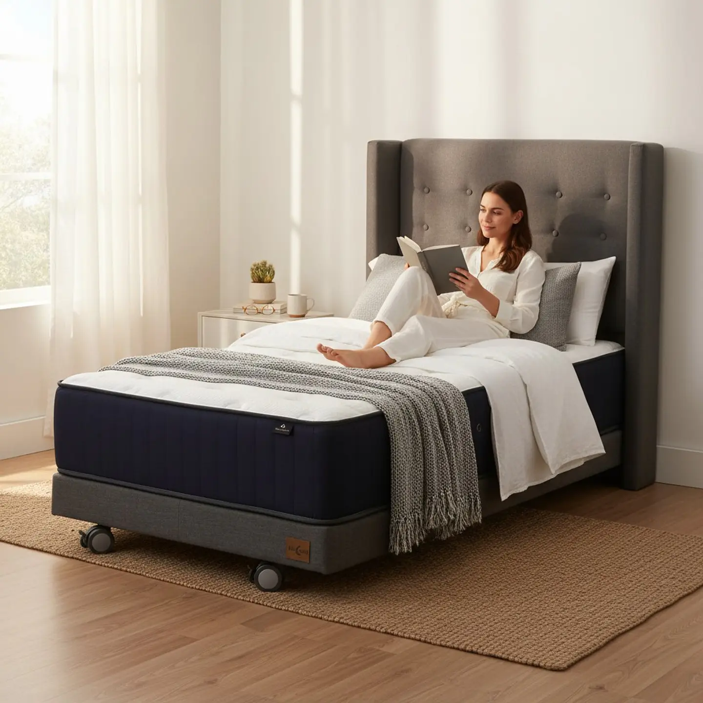 Cama 1 Plaza Box 13 cm + Colchon CIC Con Respaldo - Ruedas A Eleccion 1