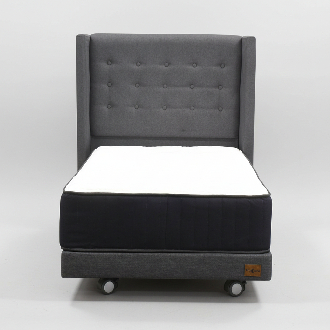 Cama 1.5 Plaza Box 13 cm + Colchon CIC Con Respaldo - Ruedas A Eleccion 2