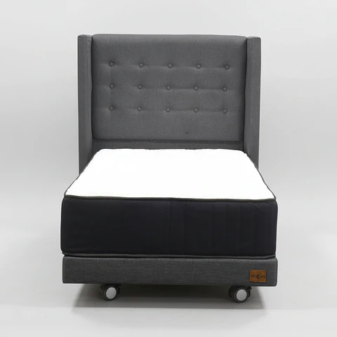 Cama 1.5 Plaza Box 13 cm + Colchon CIC Con Respaldo - Ruedas A Eleccion