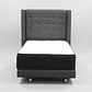 Cama 1.5 Plaza Box 13 cm + Colchon CIC Con Respaldo - Ruedas A Eleccion - Miniatura 2