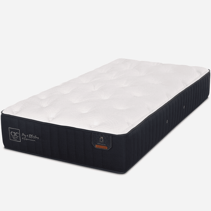 Cama 1 Plaza Box 13 cm + Colchon CIC Con Respaldo - Patas De Madera  13