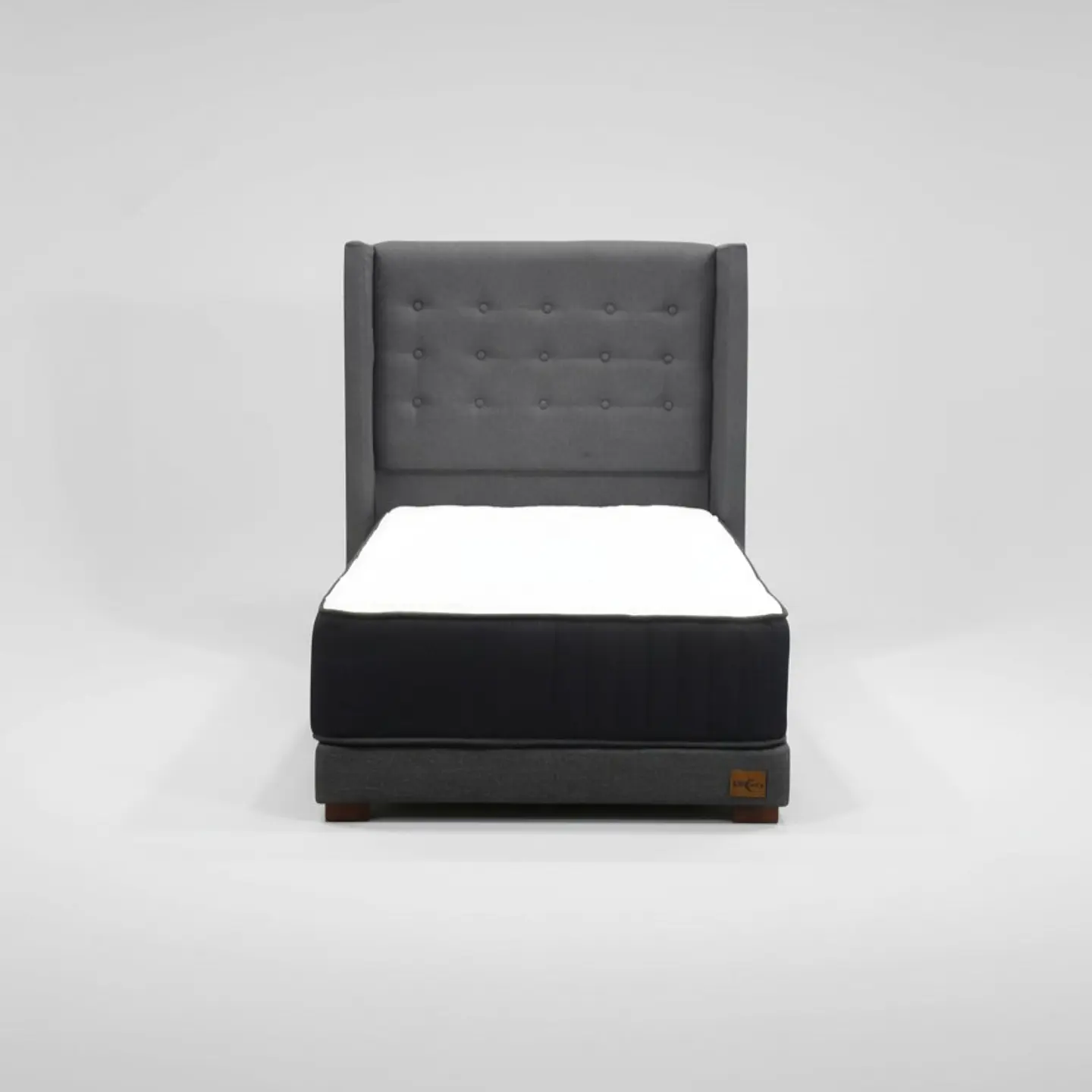 Cama 1.5 Plaza Box 13 cm Colchon CIC + Respaldo + Patas De Madera 2