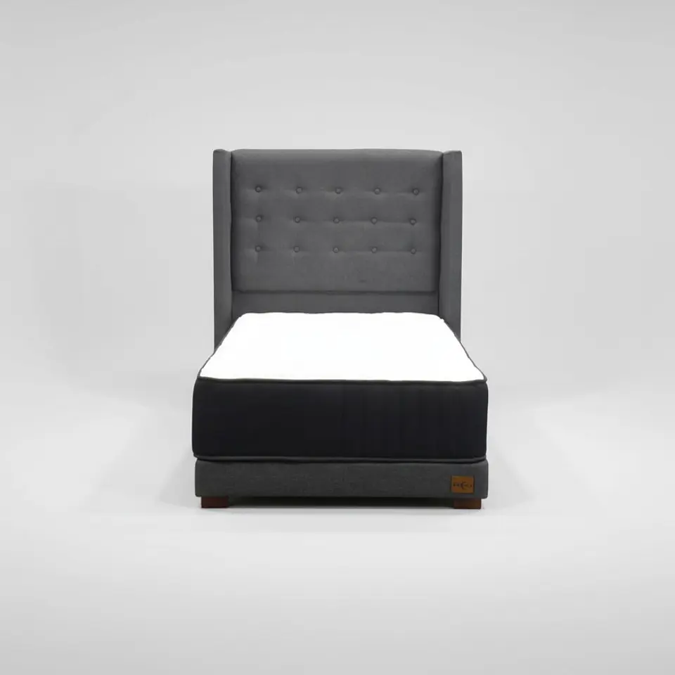 Cama 1.5 Plaza Box 13 cm Colchon CIC + Respaldo + Patas De Madera 2