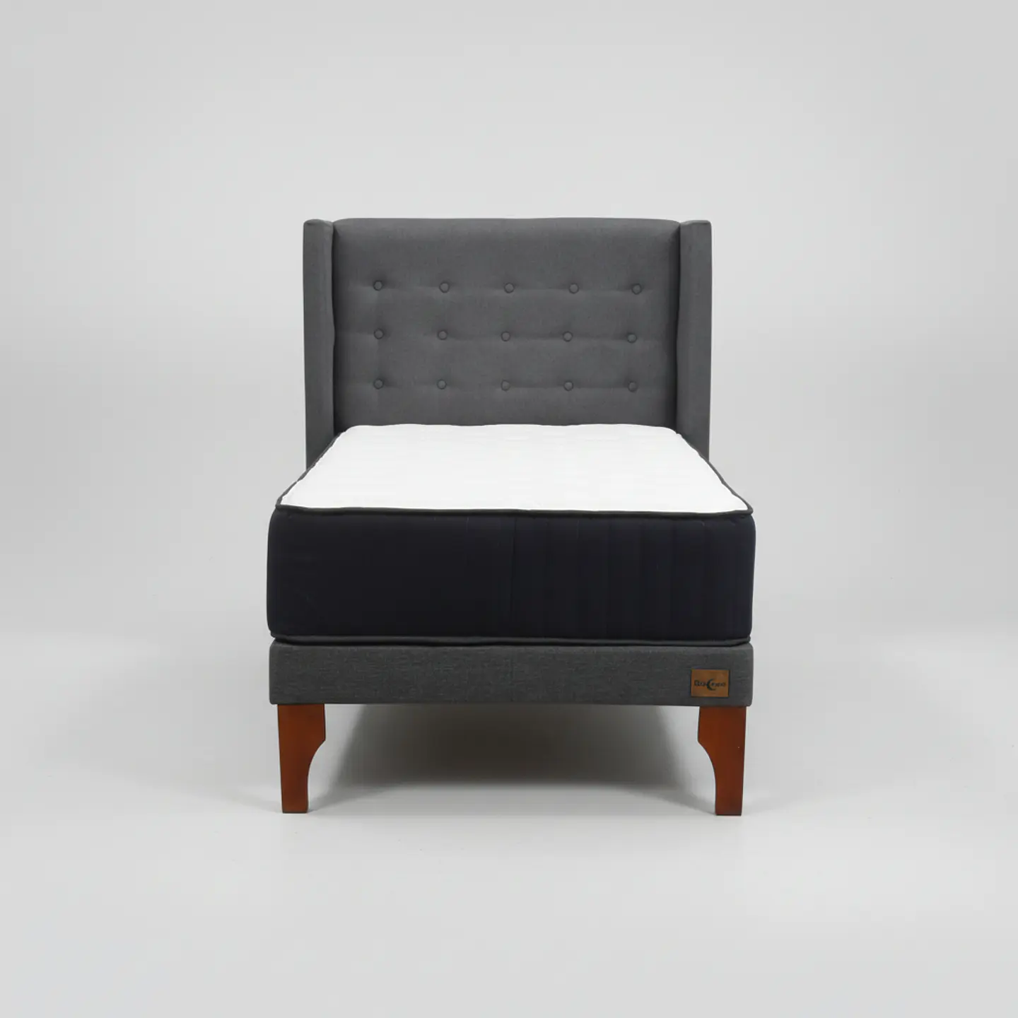 Cama 1.5 Plaza Box 13 cm Colchon CIC + Respaldo + Patas De Madera 11