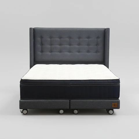 Cama Full dividida Box 13 cm + Colchon CIC Con Respaldo - Ruedas A Eleccion