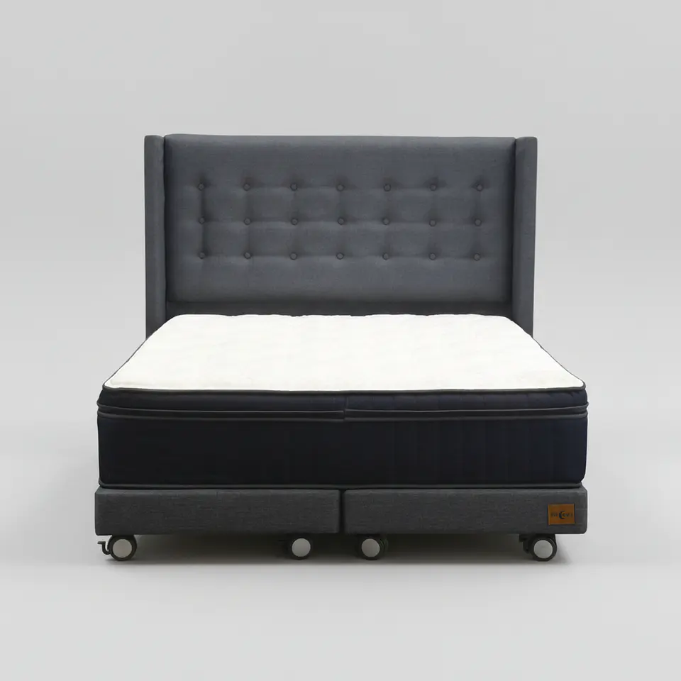 Cama 2 Plaza Box 13 cm + Colchon CIC Con Respaldo - Ruedas A Eleccion 2