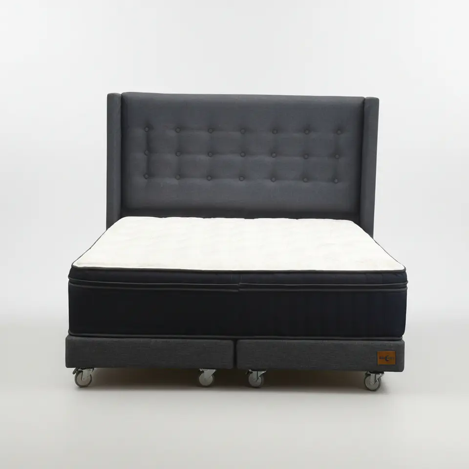 Cama 2 Plaza Box 13 cm + Colchon CIC Con Respaldo - Ruedas A Eleccion 5
