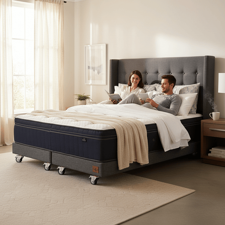 Cama 2 Plaza Box 13 cm + Colchon CIC Con Respaldo - Ruedas A Eleccion 7