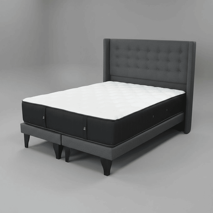 Cama King Box 13 cm Colchon CIC + Respaldo + Patas De Madera 8