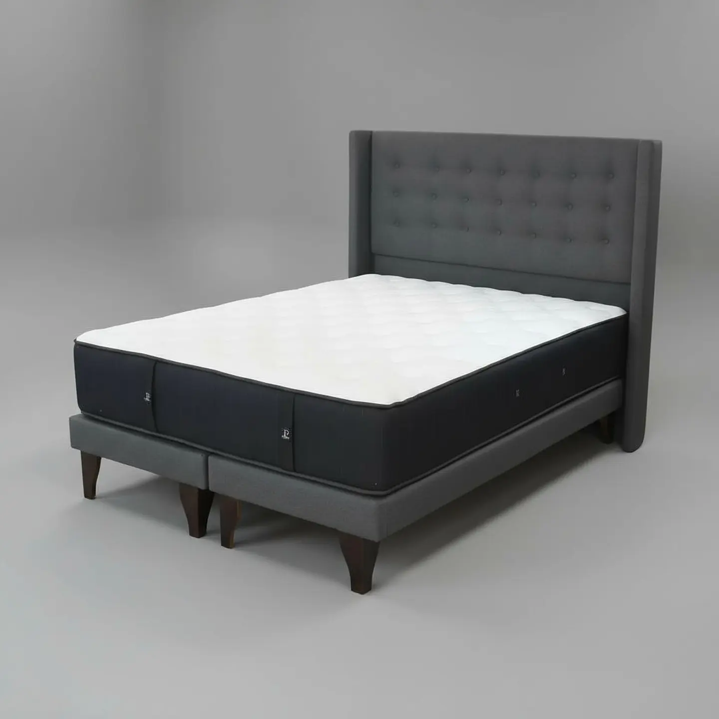 Cama King Box 13 cm Colchon CIC + Respaldo + Patas De Madera 8