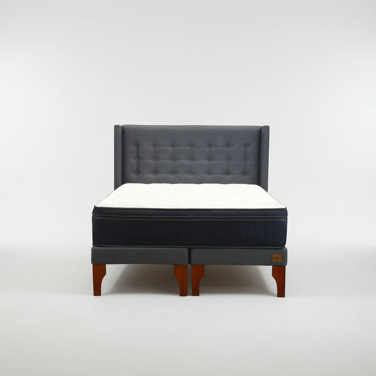 Cama King Box 13 cm Colchon CIC + Respaldo + Patas De Madera 11