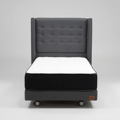 Cama 1 Plaza Box 8 cm + Colchon CIC Con Respaldo - Ruedas A Eleccion