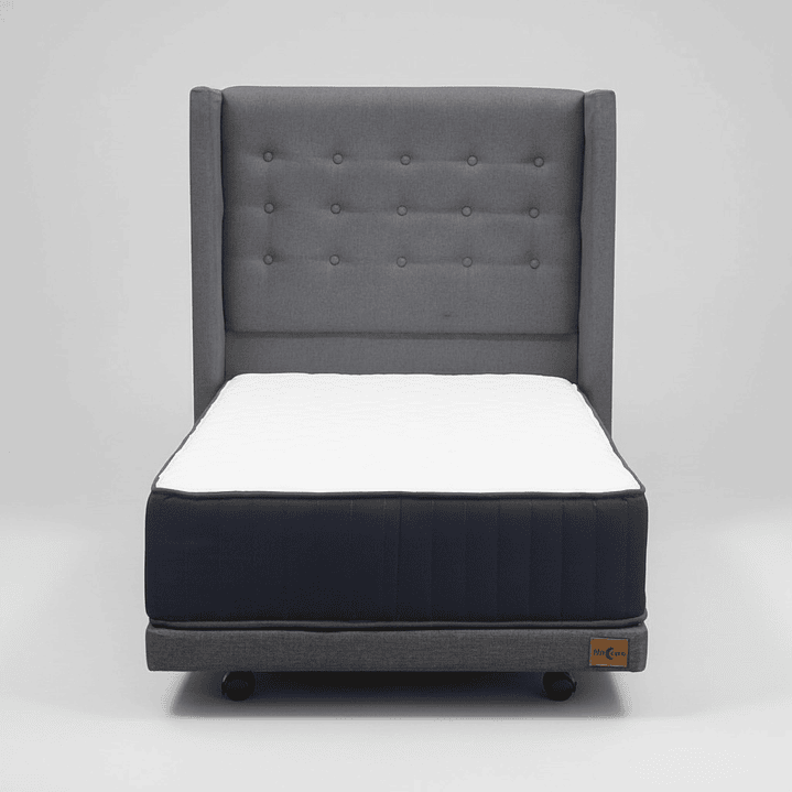 Cama 1 Plaza Box 8 cm + Colchon CIC Con Respaldo - Ruedas A Eleccion 11