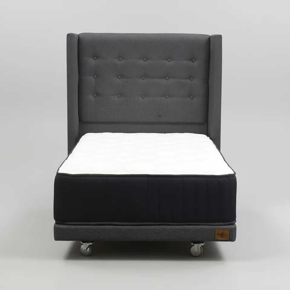 Cama 1.5 Plaza Box 8 cm + Colchon CIC Con Respaldo - Ruedas A Eleccion 5