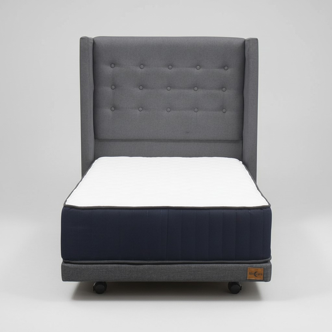 Cama 1.5 Plaza Box 8 cm + Colchon CIC Con Respaldo - Ruedas A Eleccion 11