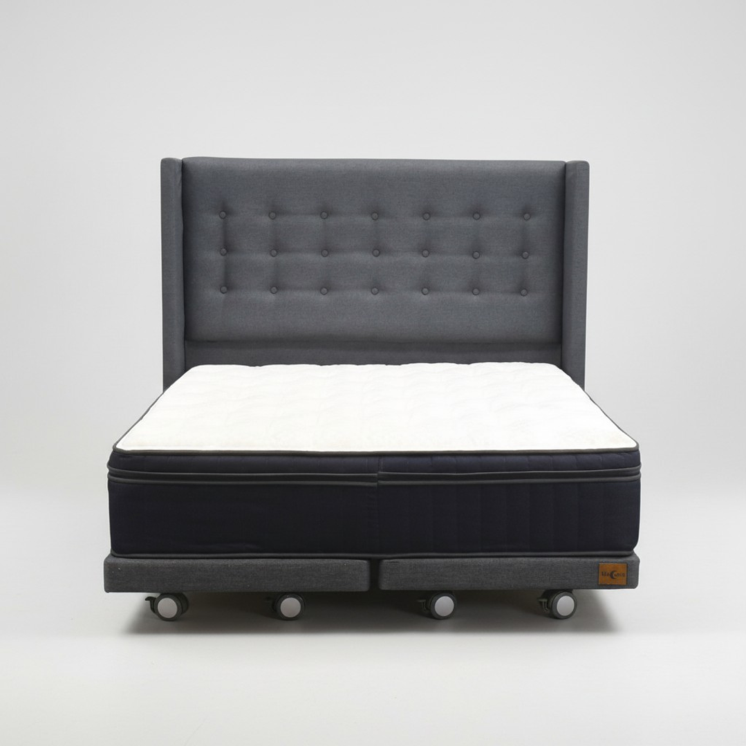 Cama Full dividida Box 8 cm + Colchon CIC Con Respaldo - Ruedas A Eleccion-  2