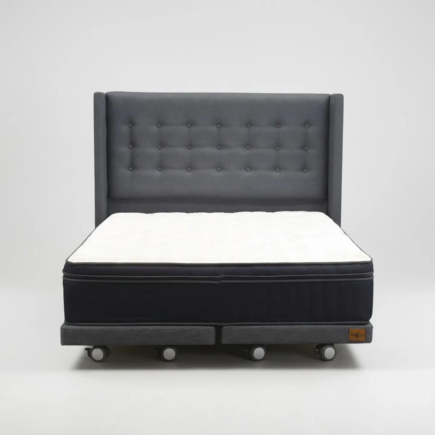 Cama Full dividida Box 8 cm + Colchon CIC Con Respaldo - Ruedas A Eleccion-  2