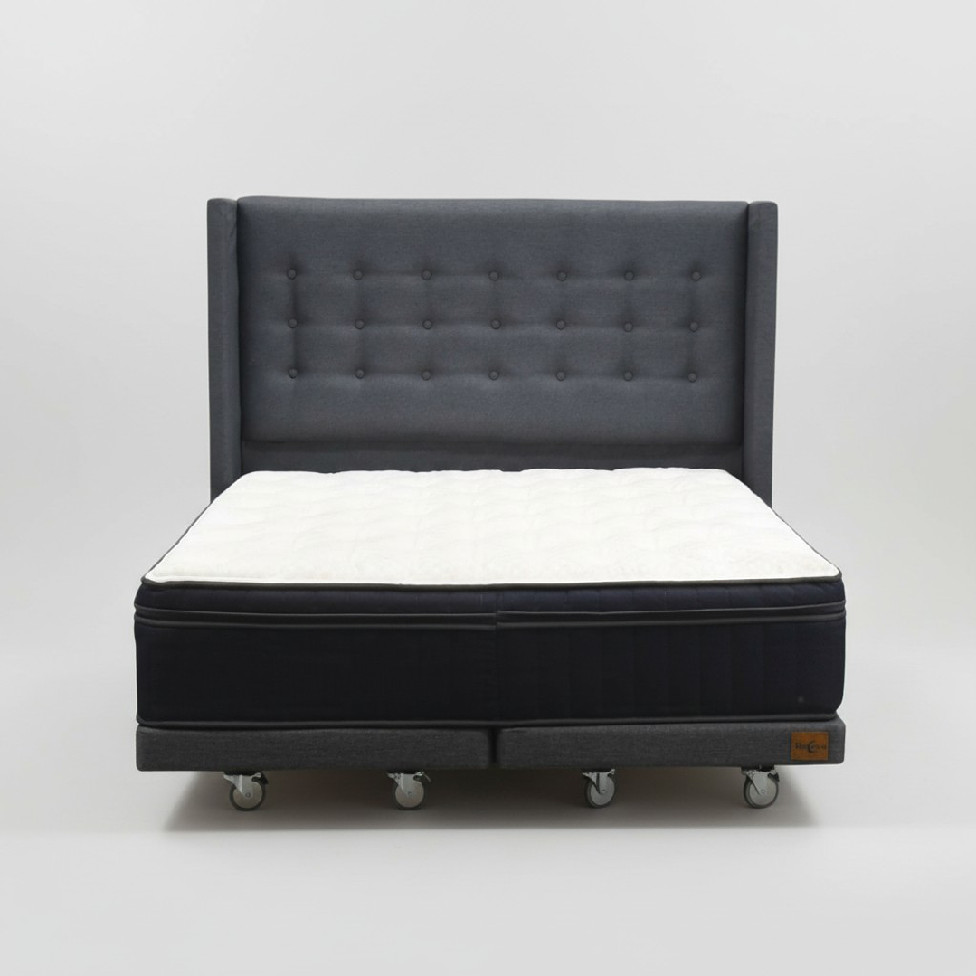 Cama Full dividida Box 8 cm + Colchon CIC Con Respaldo - Ruedas A Eleccion-  5