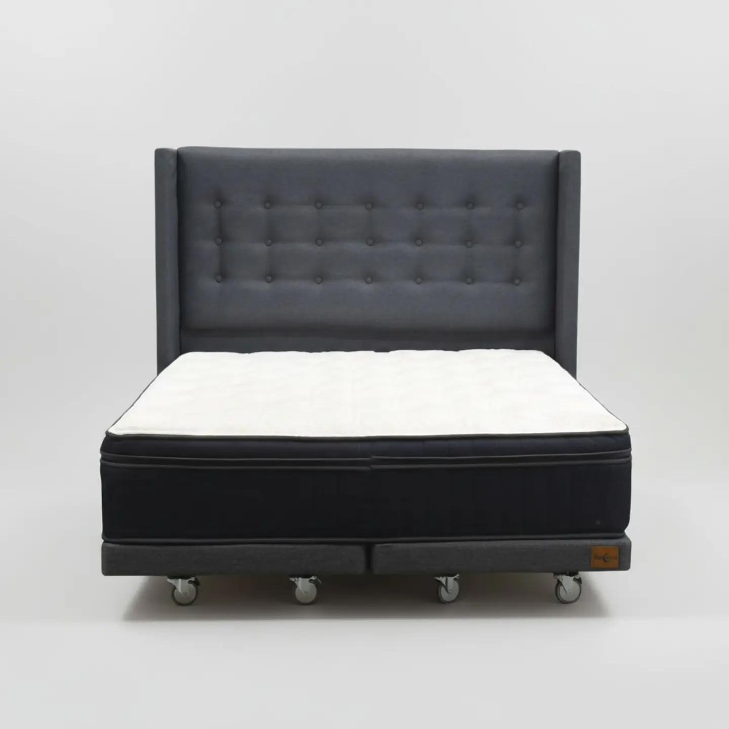 Cama Full dividida Box 8 cm + Colchon CIC Con Respaldo - Ruedas A Eleccion-  5