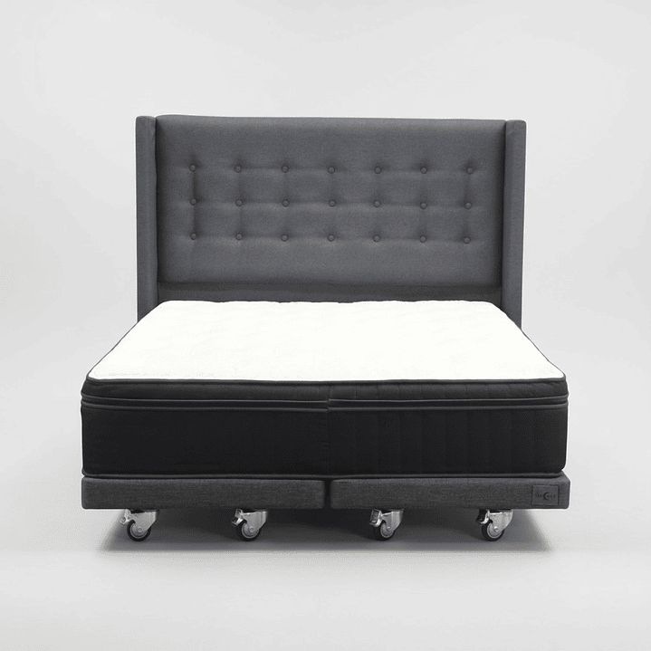Cama Full dividida Box 8 cm + Colchon CIC Con Respaldo - Ruedas A Eleccion-  8