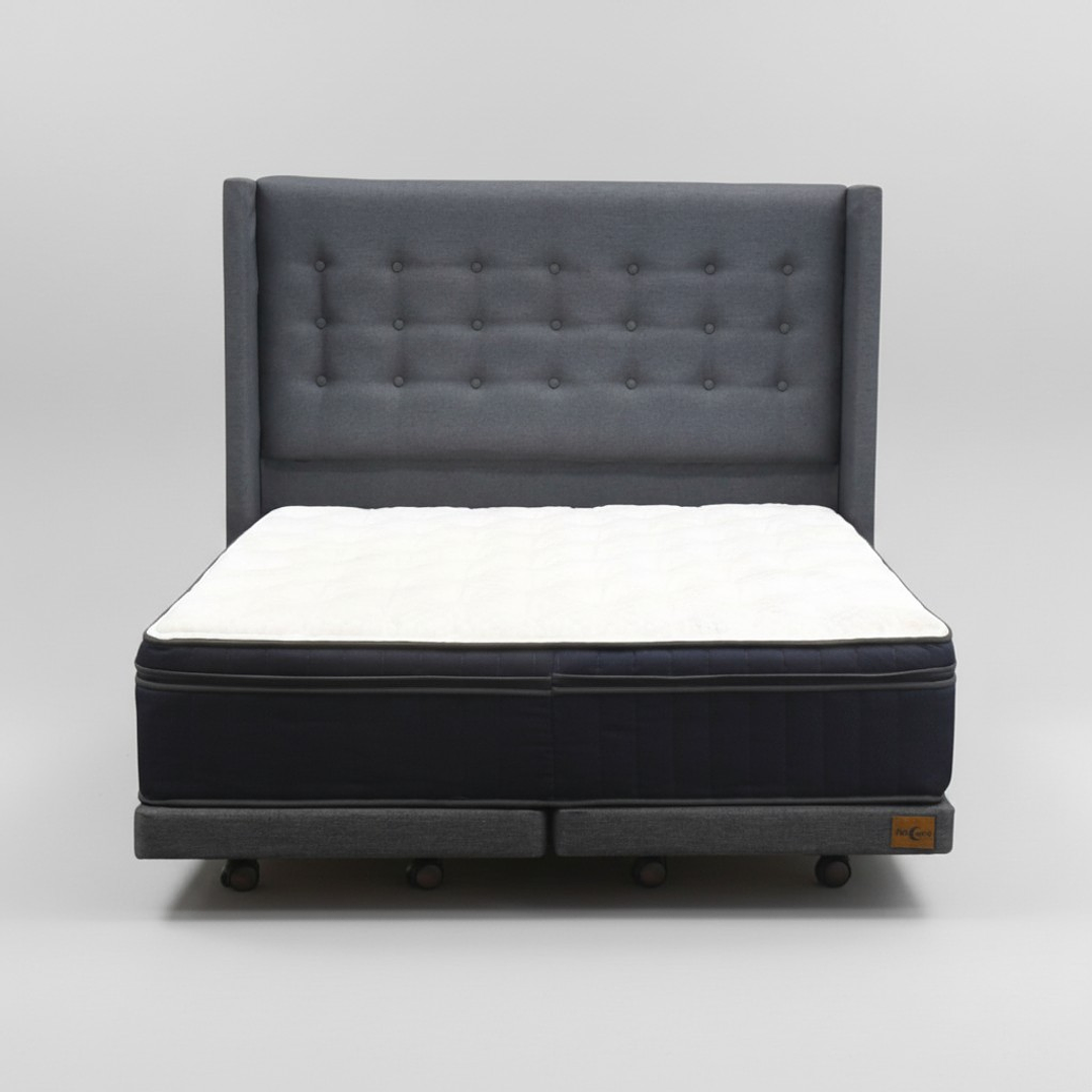 Cama Full dividida Box 8 cm + Colchon CIC Con Respaldo - Ruedas A Eleccion-  11