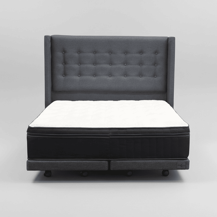 Cama Full dividida Box 8 cm + Colchon CIC Con Respaldo - Ruedas A Eleccion-  11