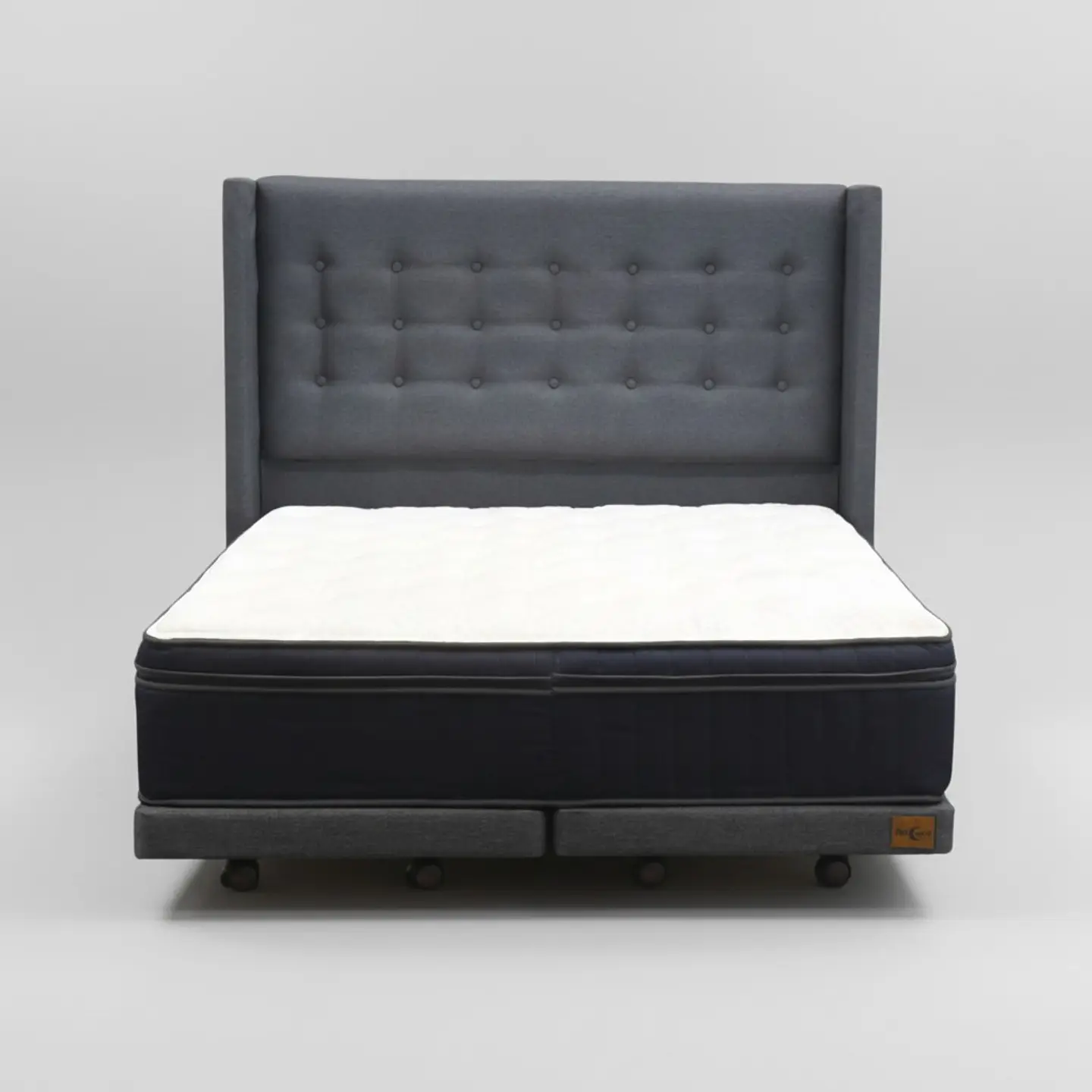 Cama Full dividida Box 8 cm + Colchon CIC Con Respaldo - Ruedas A Eleccion-  11