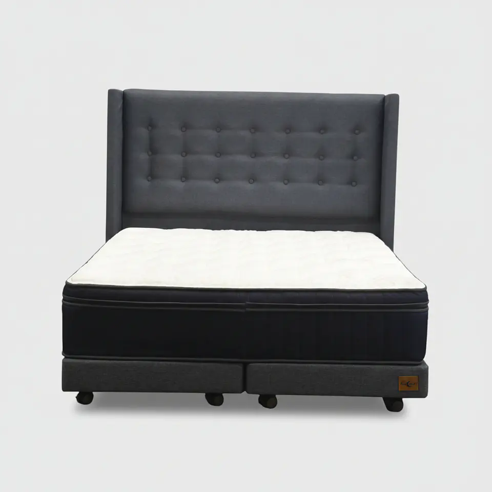 Cama Super King Box 8 cm + Colchon CIC Con Respaldo - Ruedas A Eleccion 11