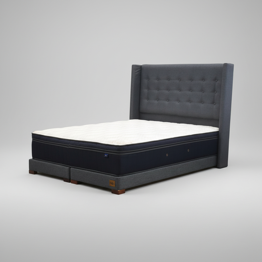 Cama Full Dividida Box 13 cm Colchon CIC + Respaldo + Patas De Madera 2