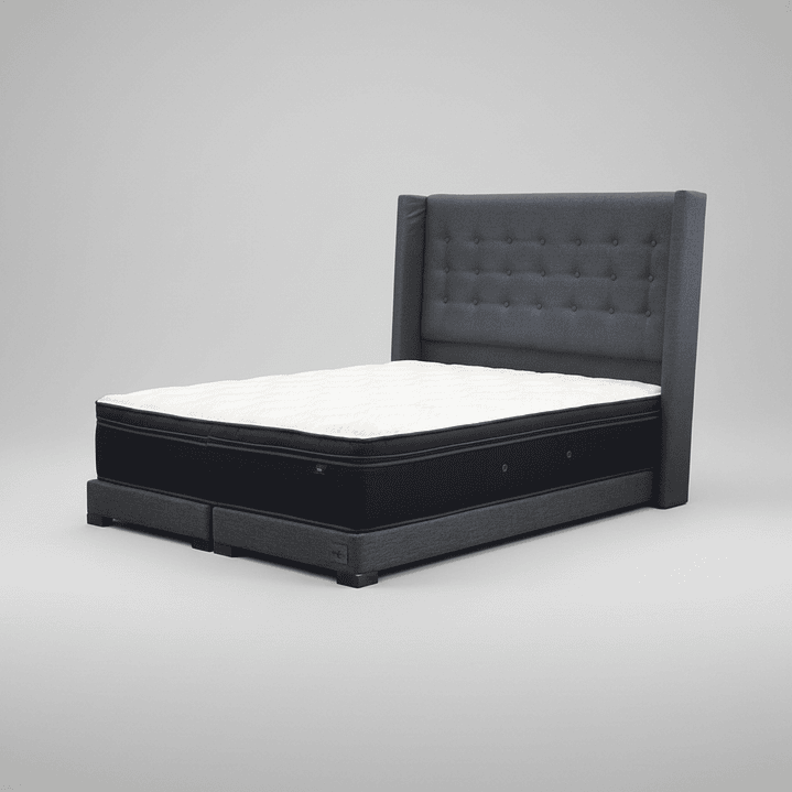 Cama Full Dividida Box 13 cm Colchon CIC + Respaldo + Patas De Madera 2