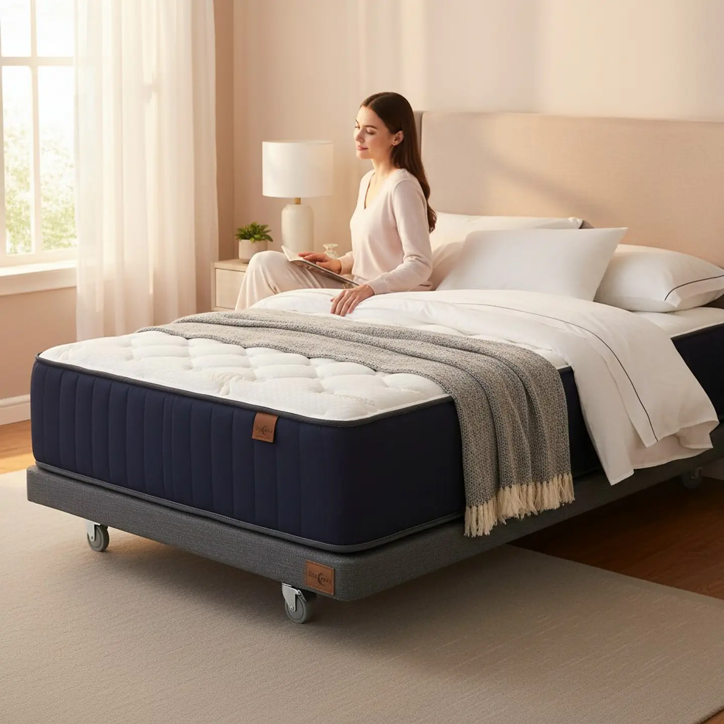 Cama 1.5 Plaza Box 8 cm + Colchon CIC - Ruedas A Eleccion 4