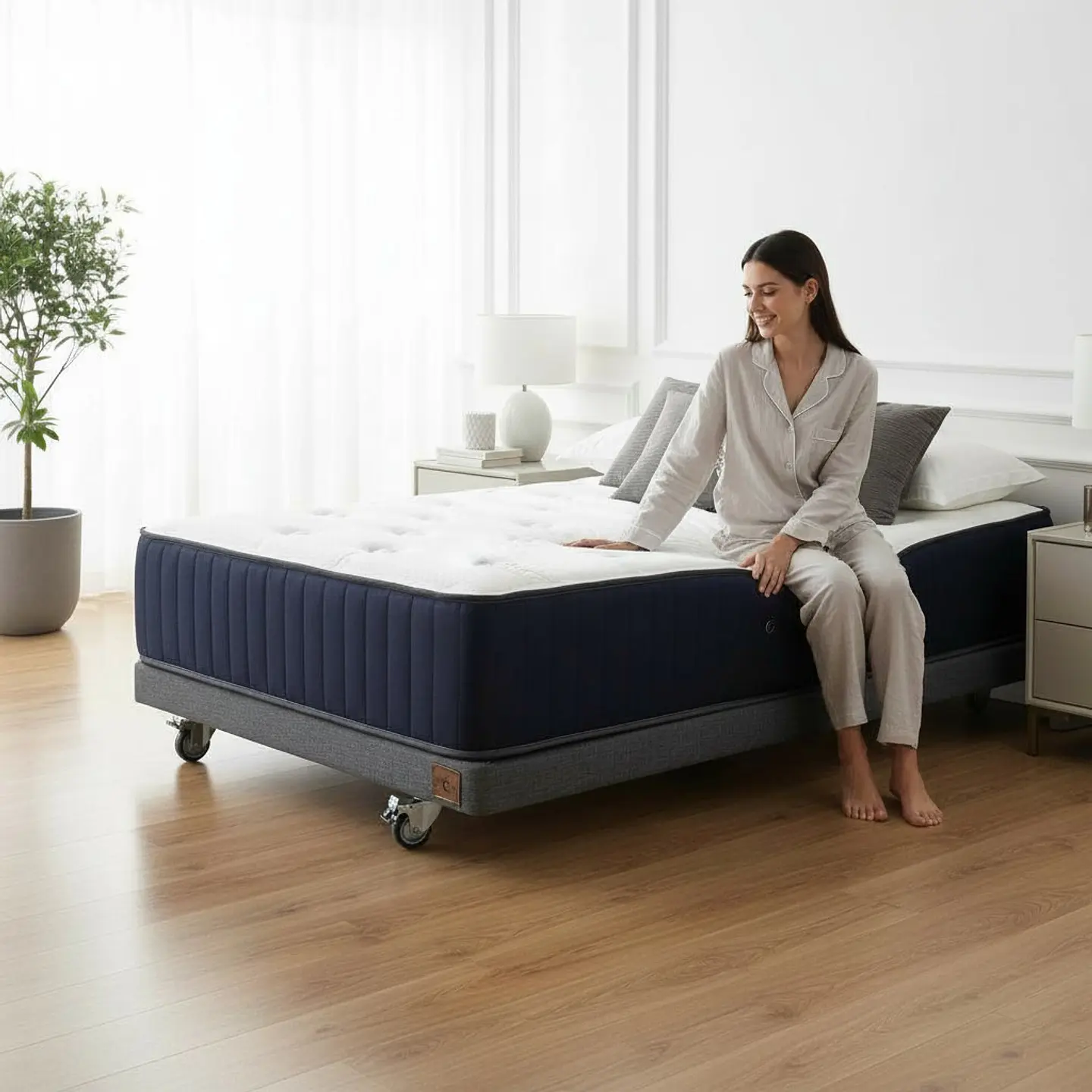Cama 1.5 Plaza Box 8 cm + Colchon CIC - Ruedas A Eleccion 7