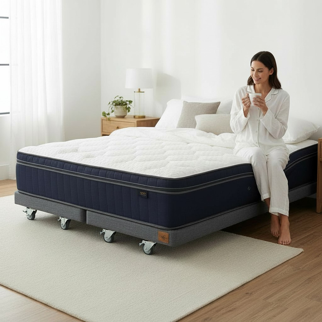 Cama 2 Plaza Box 8 cm + Colchon CIC - Ruedas A Eleccion 7