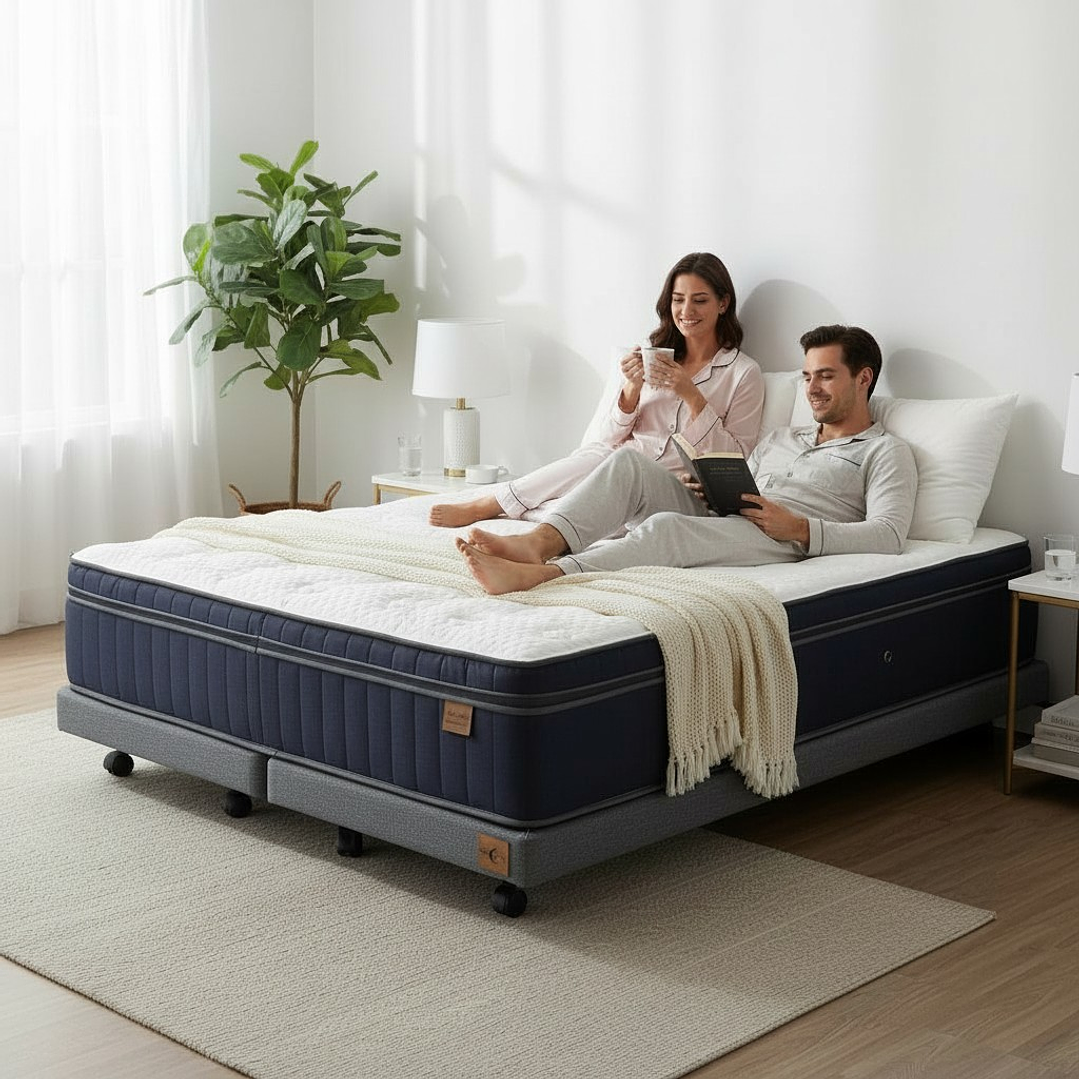 Cama 2 Plaza Box 8 cm + Colchon CIC - Ruedas A Eleccion 10
