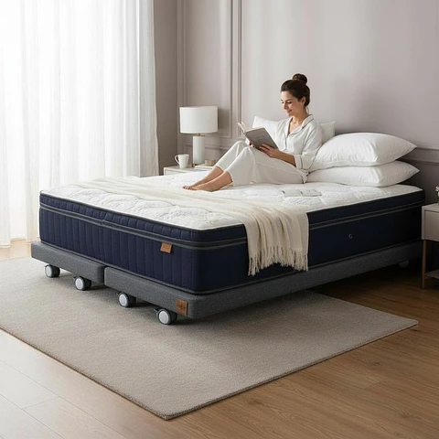 Cama King Box 8 cm + Colchon CIC - Ruedas A Eleccion